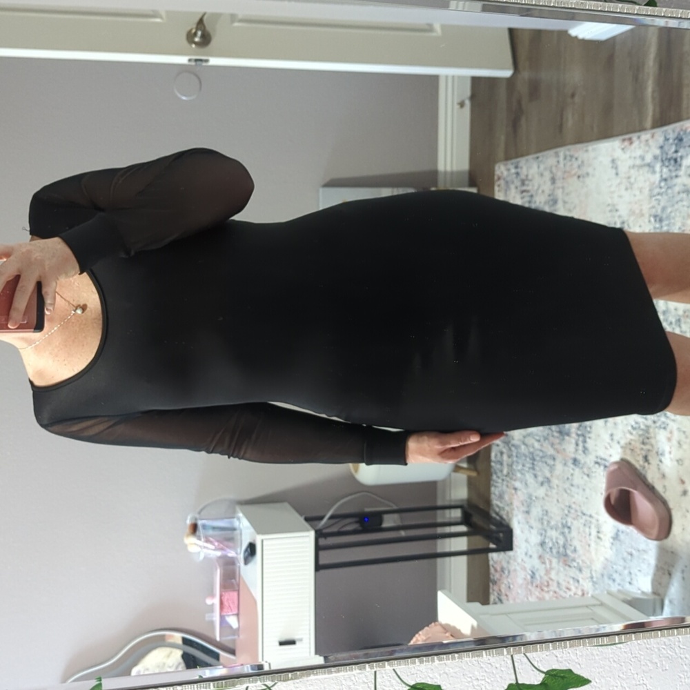 Elegant Black Sheer Sleeve Dress